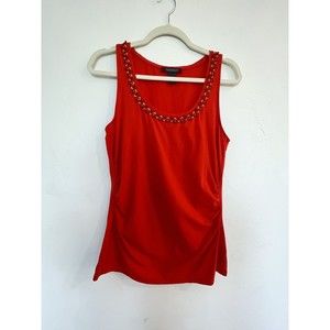 White House Black Market Embellished Orange Tank Size Medium
